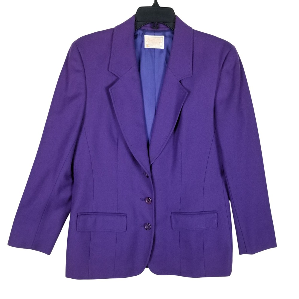 Pendleton Blazer Women Size 8 Purple Virgin Wool 3-Button Vintage T314-130